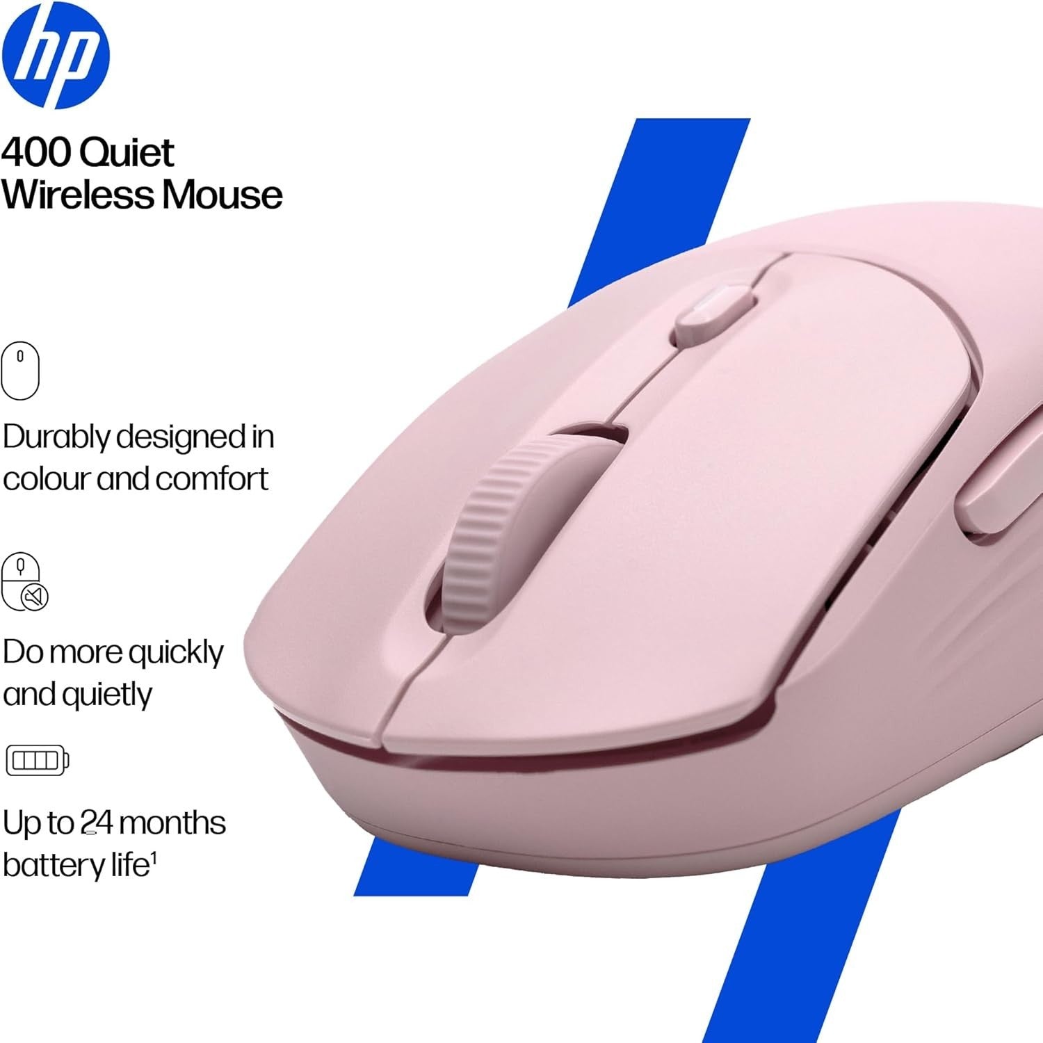 Pink Quiet Wireless Mouse Dual Bluetooth 6000 DPI Soft Touch Office Laptop