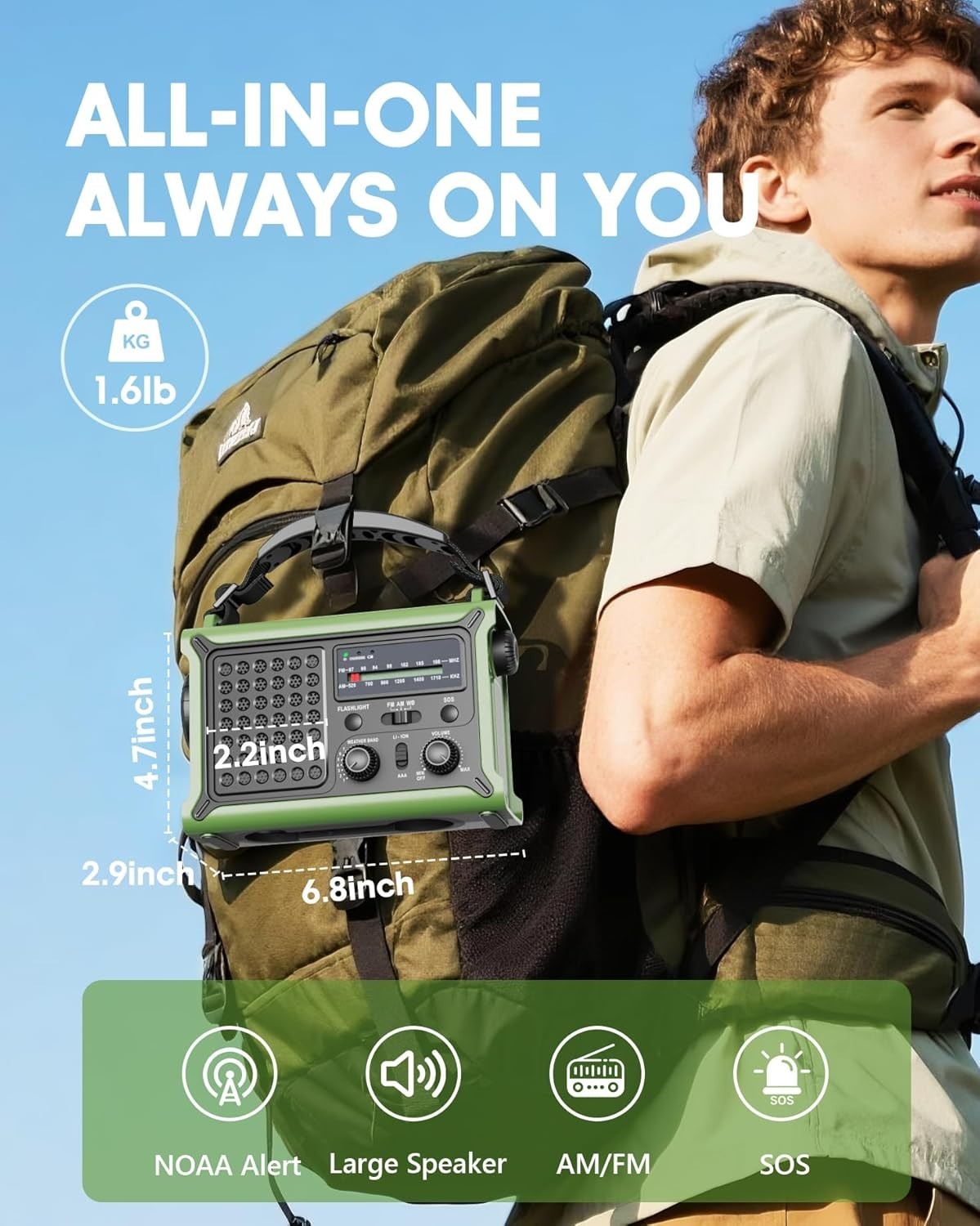 Emergency Solar Weather Radio 12000mAh Hand Crank USB AM/FM/NOAA