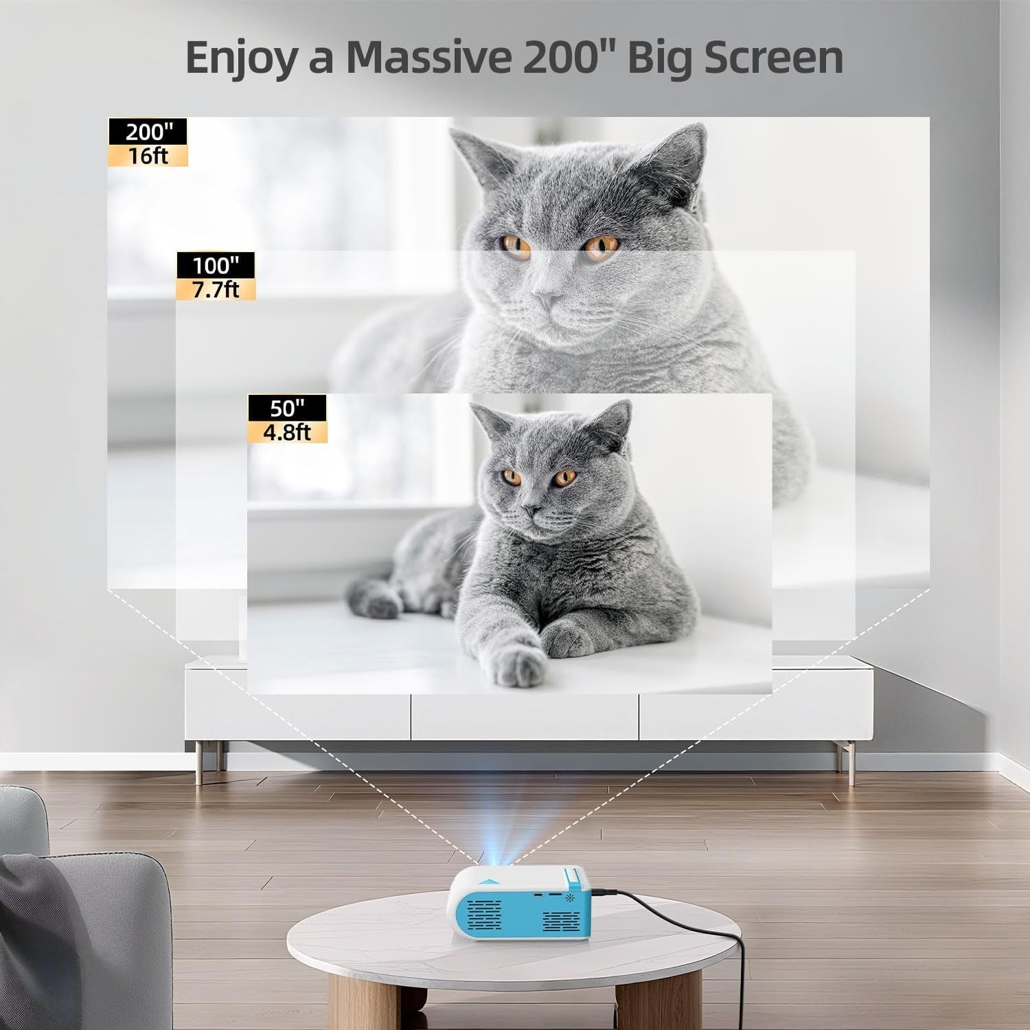 1080P 4K Mini Projector WiFi 6 Bluetooth 5.4 Portable