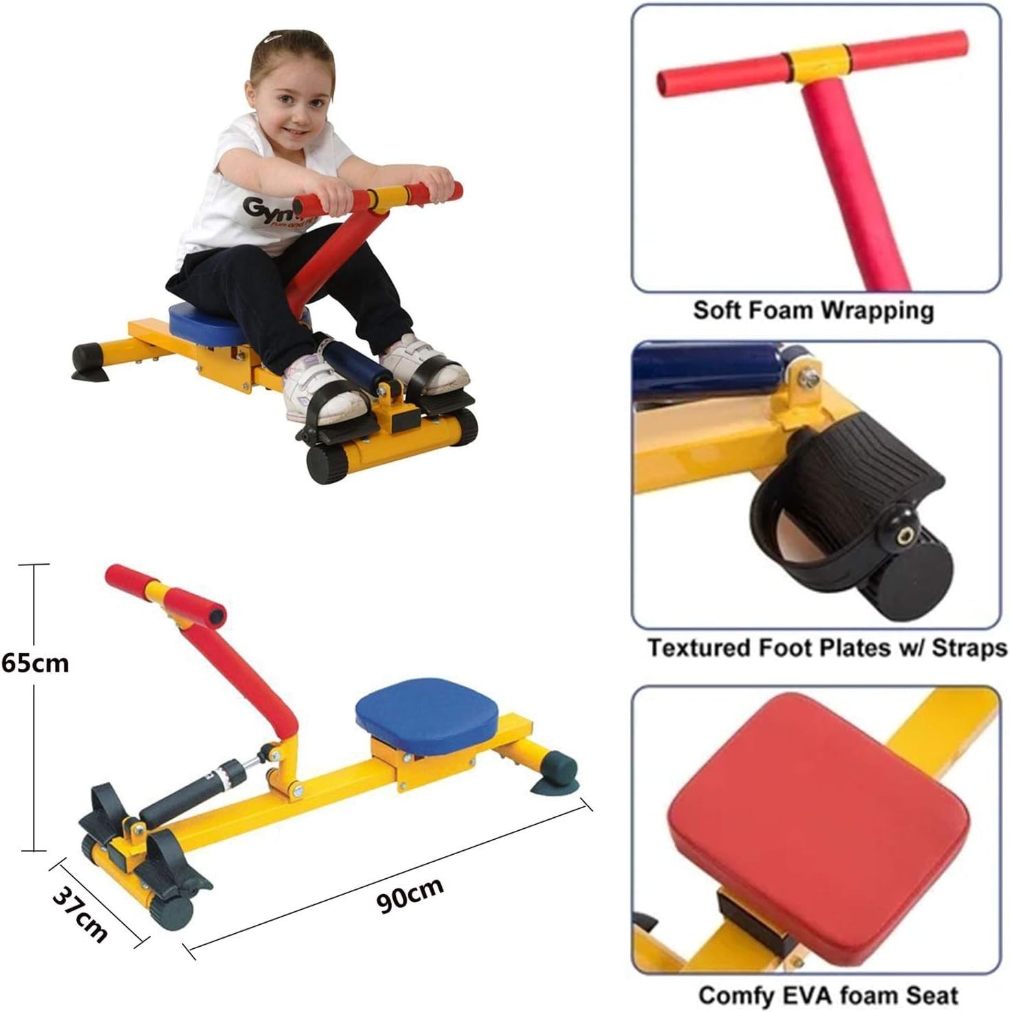 Kids Rowing Machine Hydraulic Resistance Compact Home Rower Strength Trainer