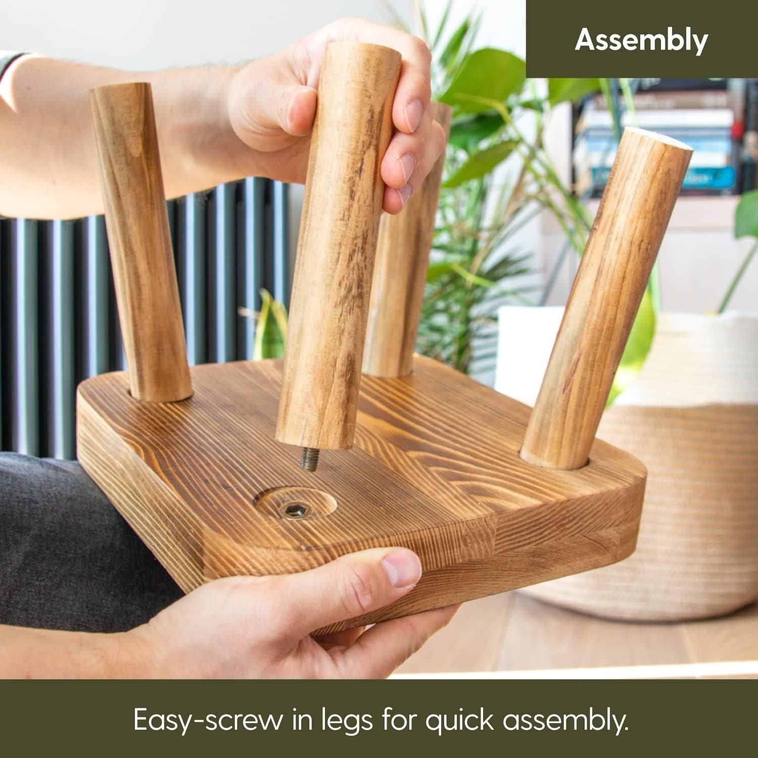 Small Wooden Stool | Rustic Plant Stand & Bedside Table for Home Décor