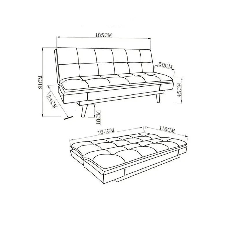 Dark Grey Fabric Sofa Bed 3 Seater with Recline & Adjustable Armrests