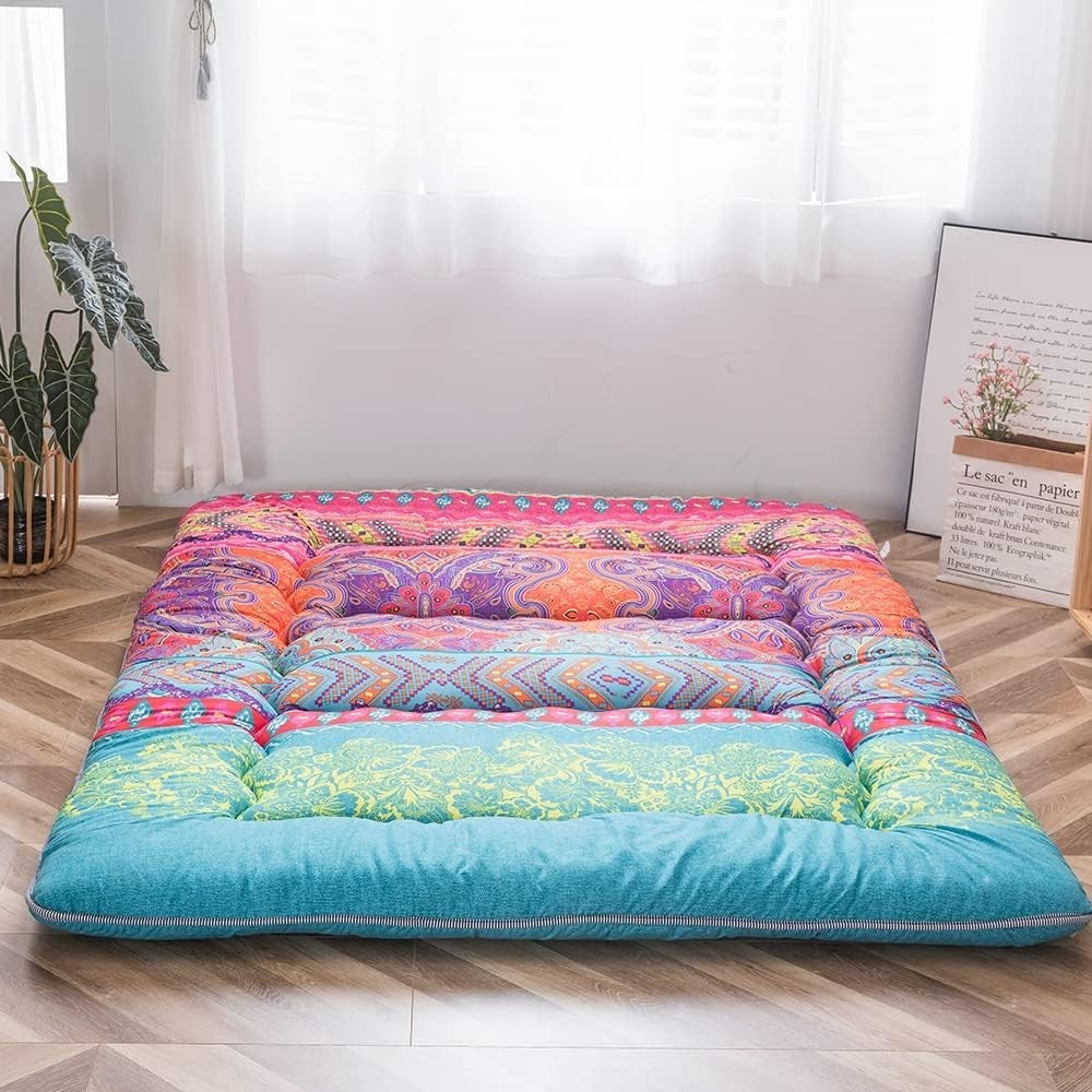 Comfortable Thick Floor Mattress Pad - Japanese Futon, Portable, Kids Safe