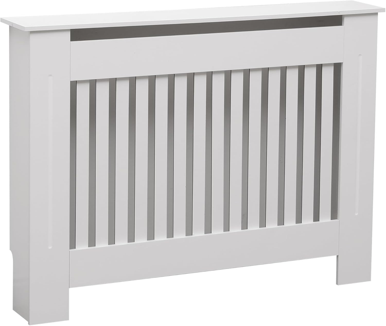 Medium White Radiator Cover MDF Slatted Grill Cabinet – Decorative Heater Shelf