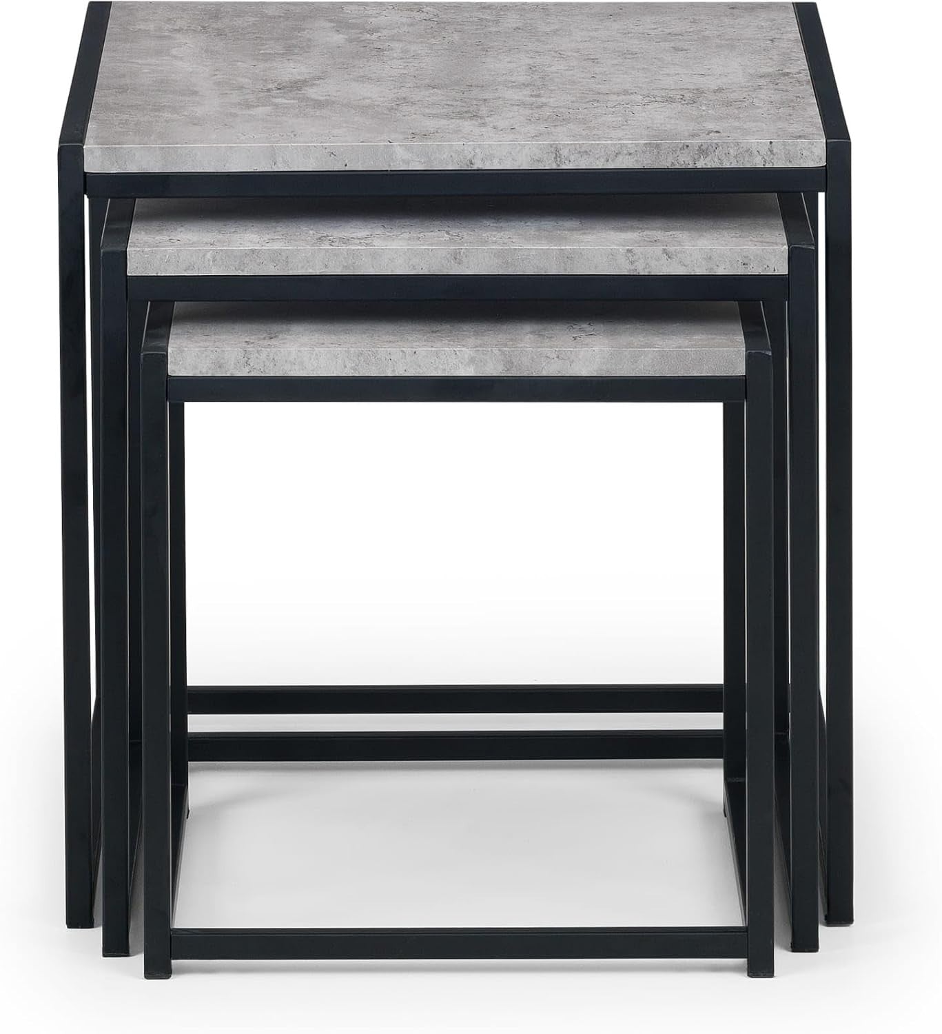 3 Piece Nesting Coffee Side Tables Set Modern Concrete Effect Square Industrial