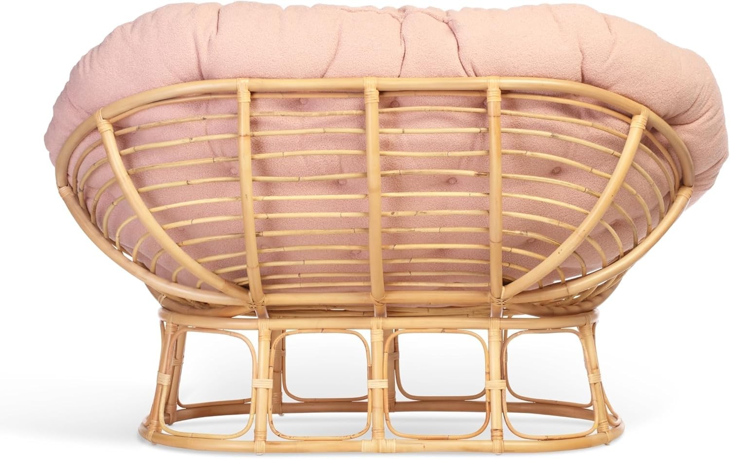 Blush Pink Double Papasan Rattan Lounge Chair Indoor 2 Seater Deep Cushion