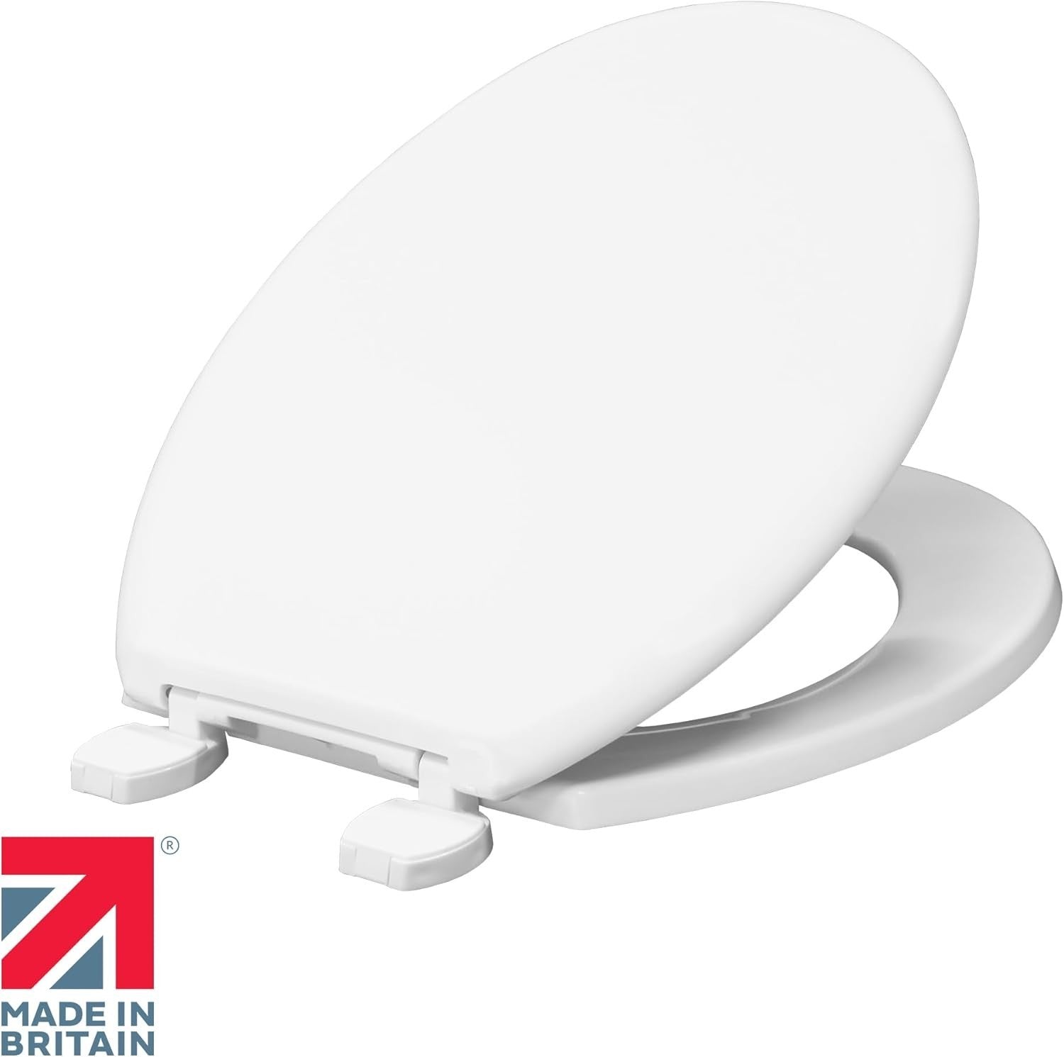 White Toilet Seat with Ultra-Fix Wobble-Free Fit & Easy Clean