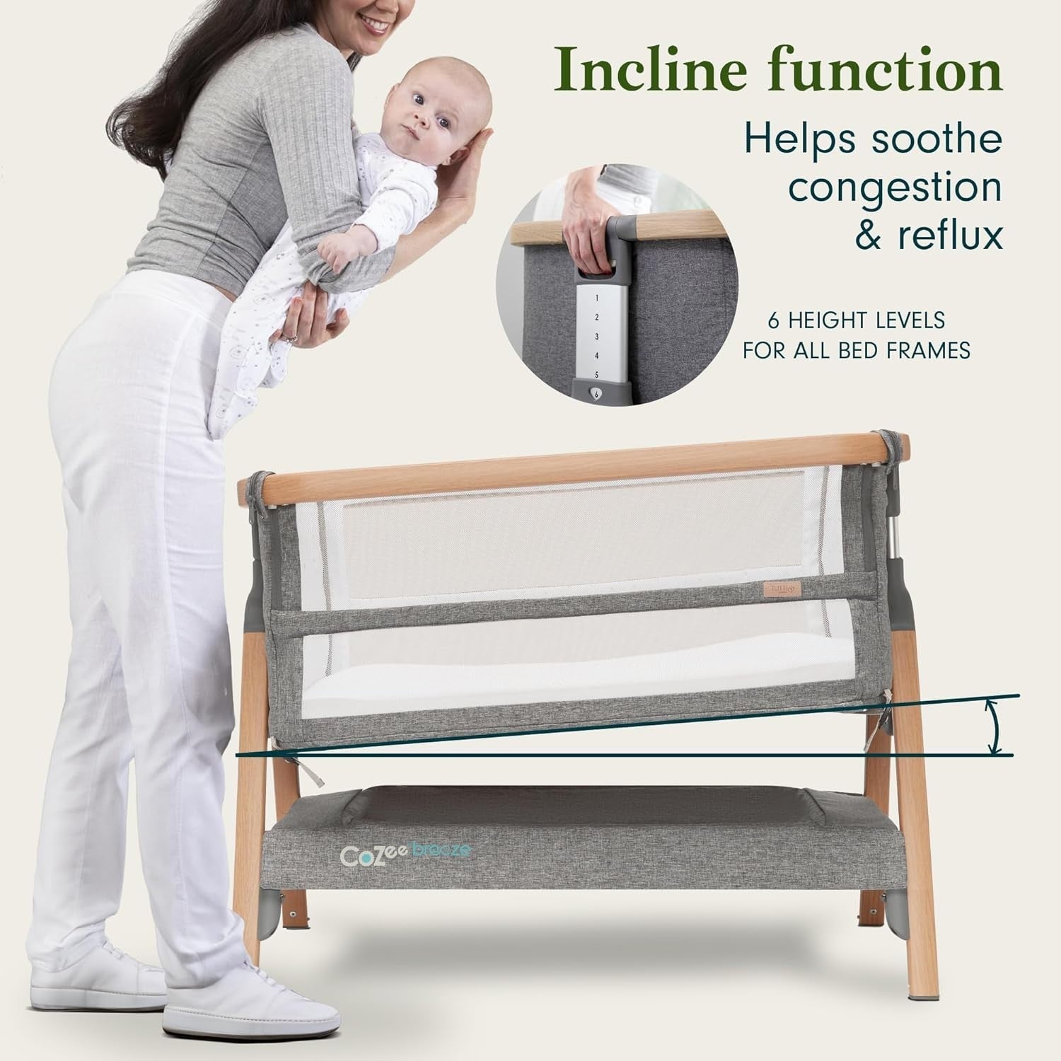 Foldable Baby Bedside Crib Co-Sleeper Cot with Mattress Travel Bag Breathable