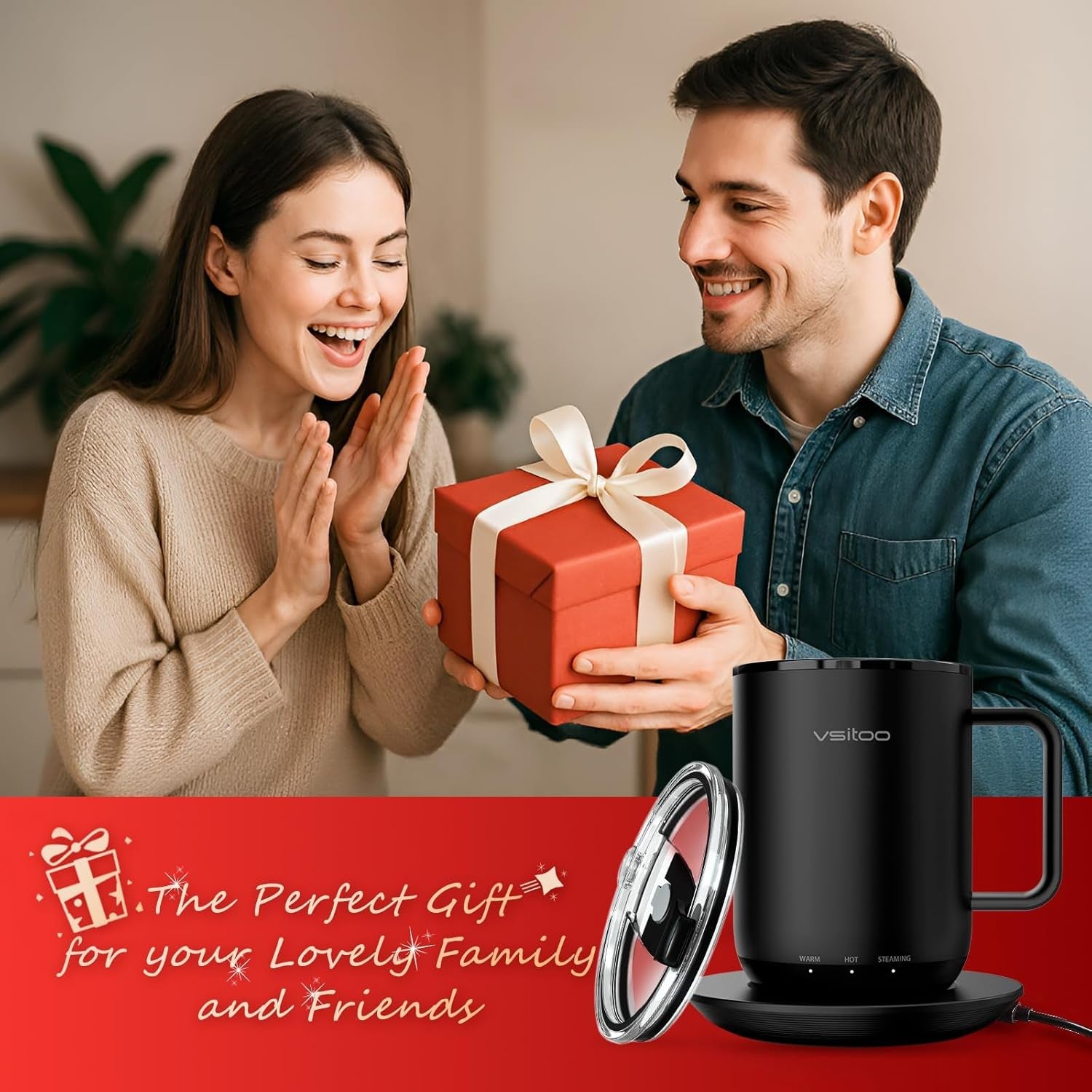 Smart Heated Coffee Mug 14oz Temp Control 120-150°F Warmer Black