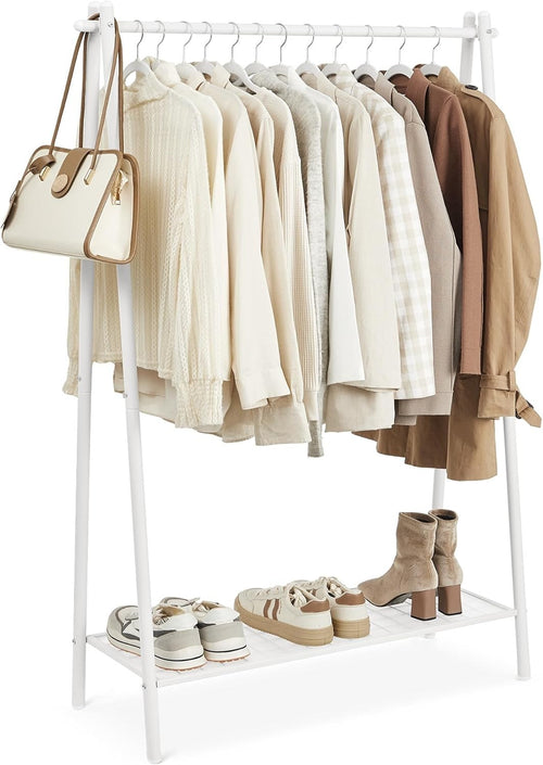 Clothes Rail with Shelf – Heavy Duty White 153cm