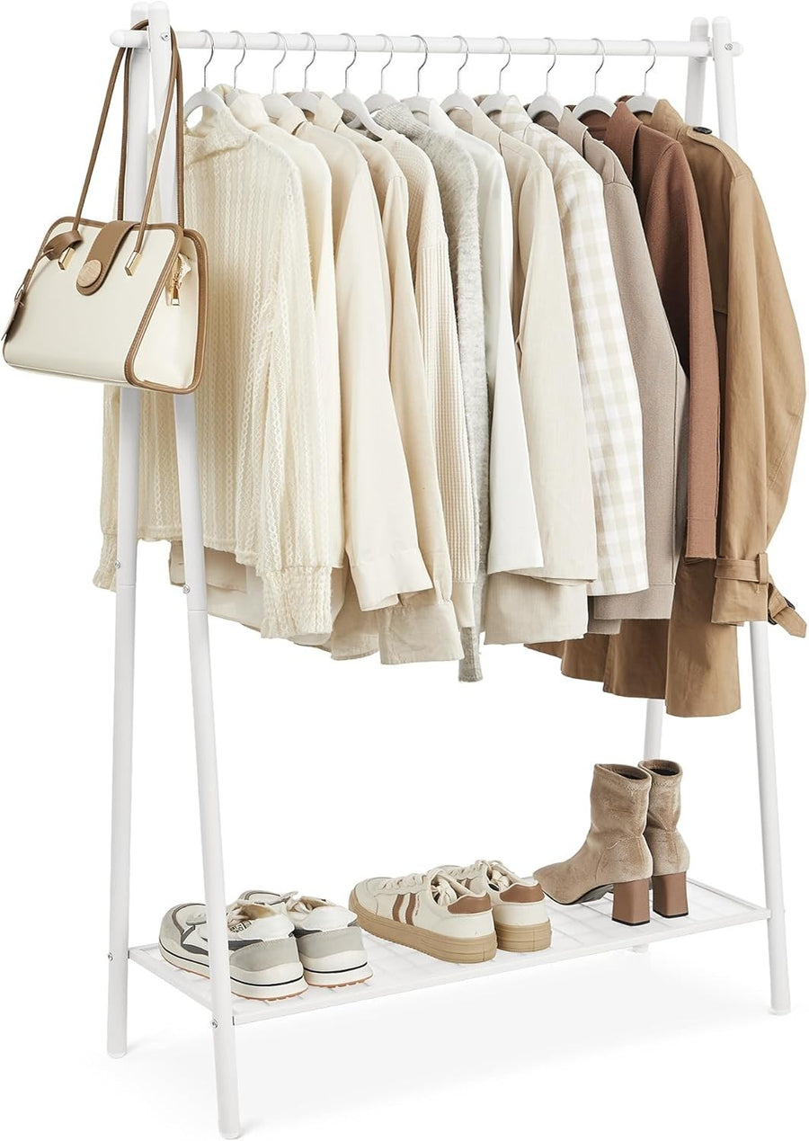 Clothes Rail with Shelf – Heavy Duty White 153cm
