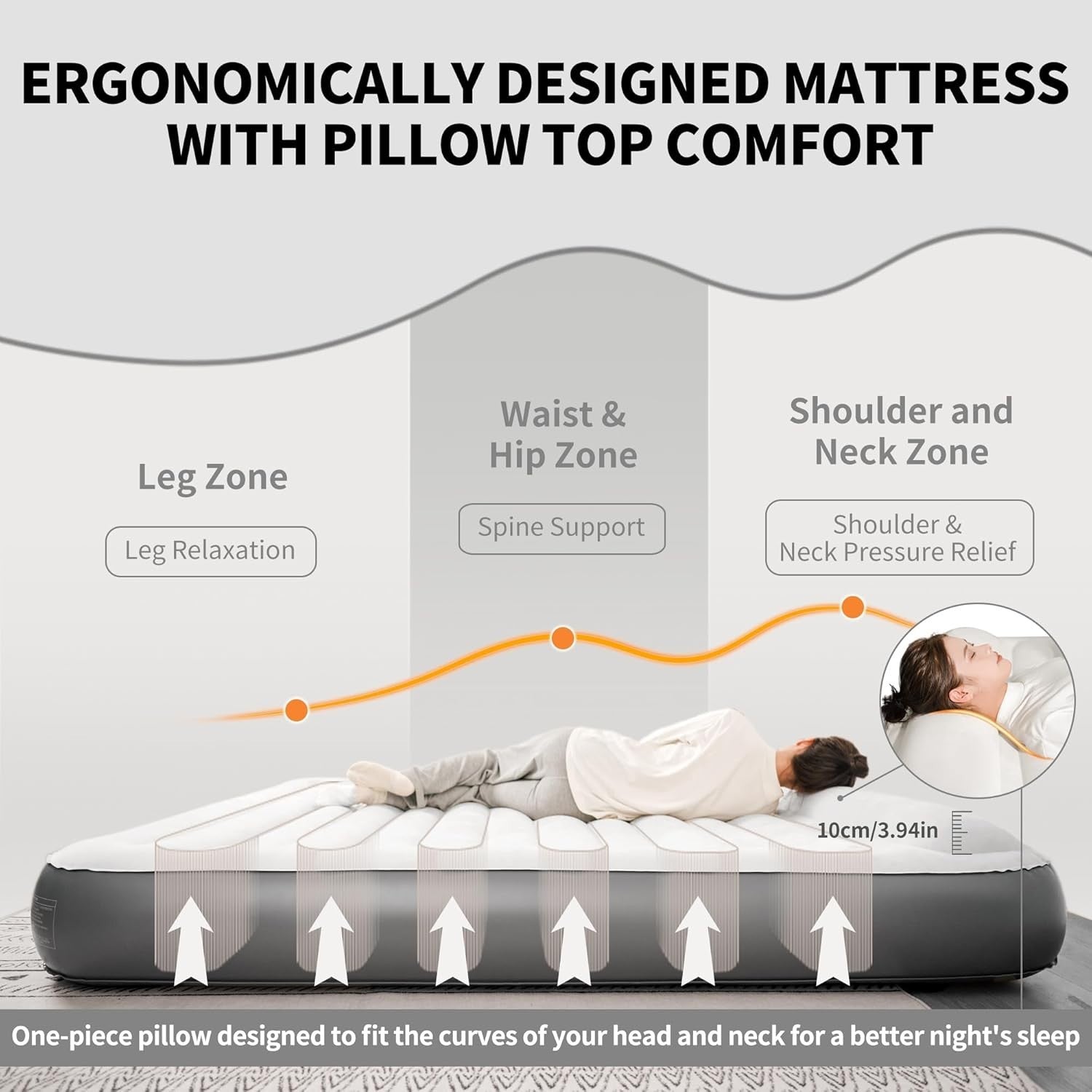 Double Inflatable Air Mattress with Built-In Pump 200x150x25cm – Camping & Guest