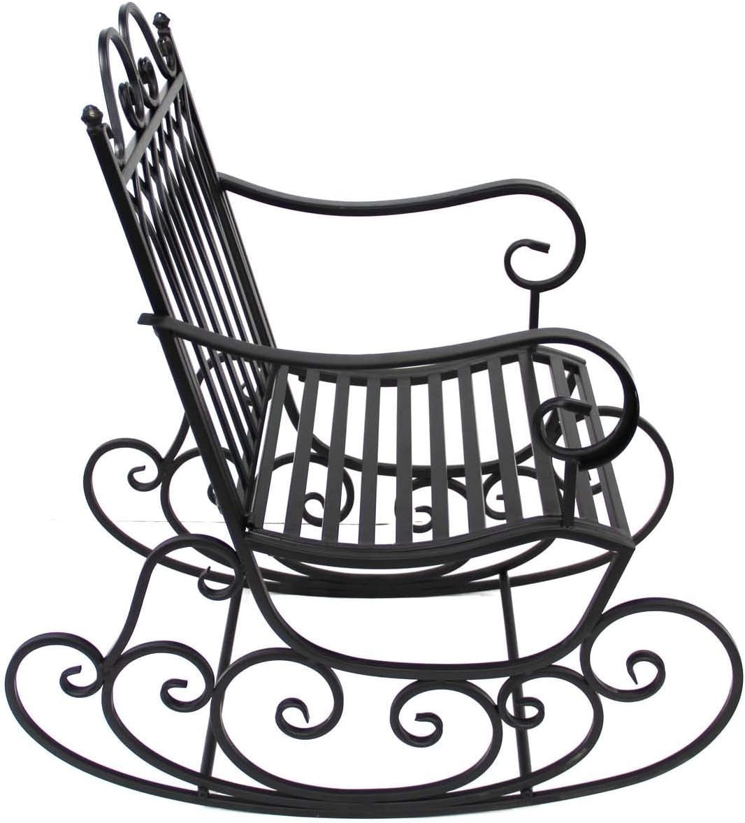 Outdoor Metal Rocking Chair with Victorian Style & Weatherproof Finish