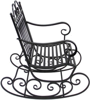 Outdoor Metal Rocking Chair with Victorian Style & Weatherproof Finish