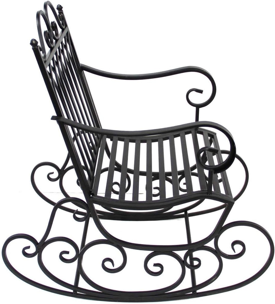 Outdoor Metal Rocking Chair with Victorian Style & Weatherproof Finish