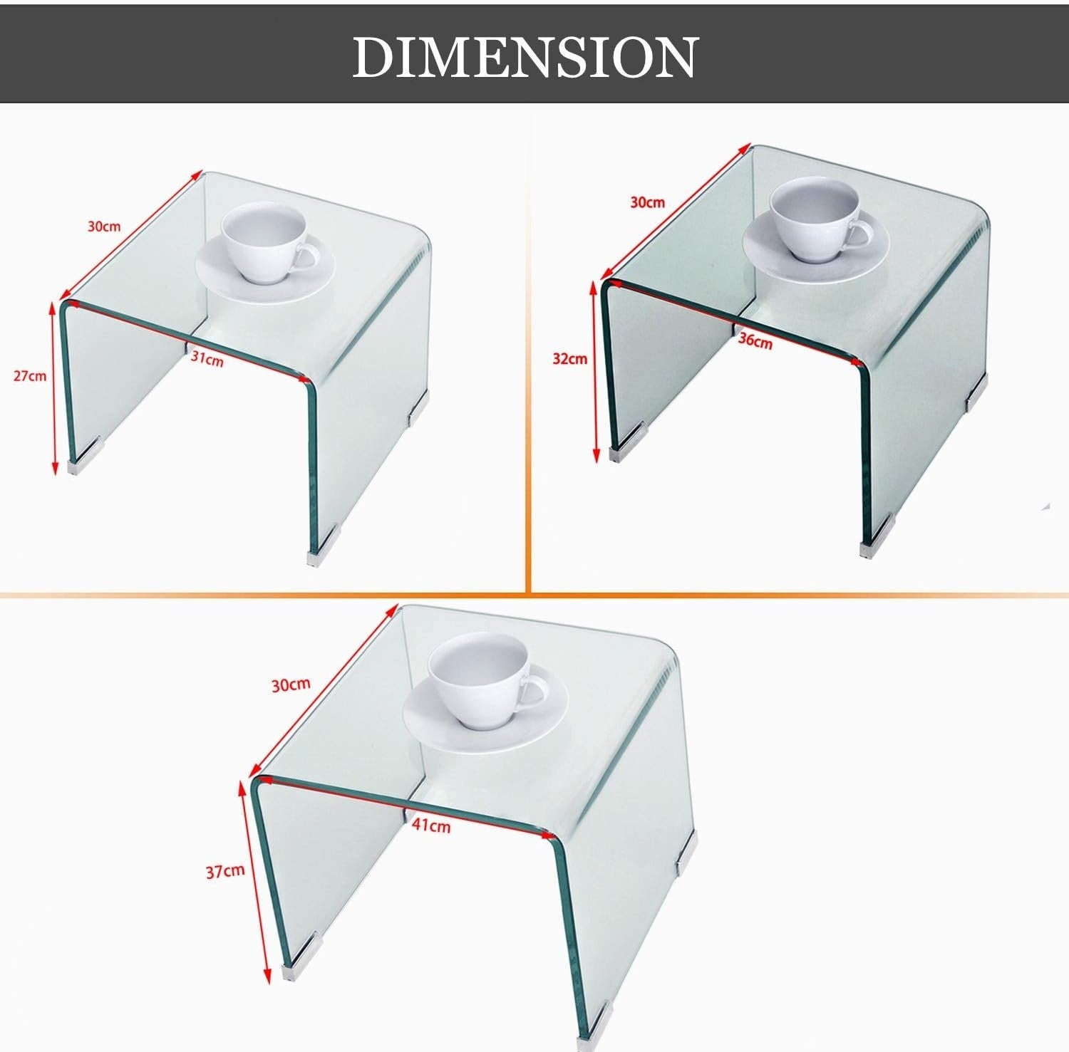Space Saving Clear Tempered Glass Rectangular Shelf Desk Tray Organizer New