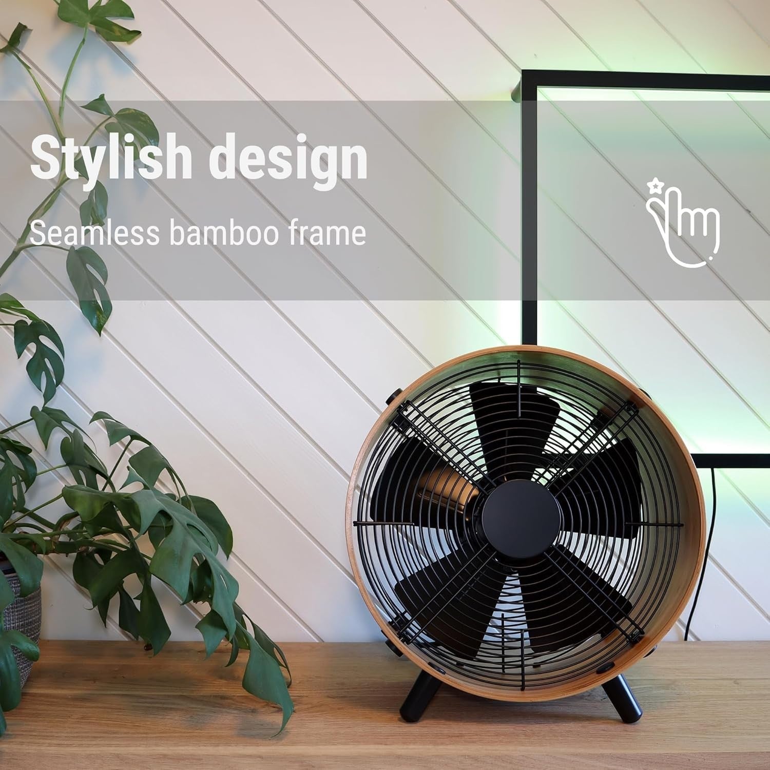 Eco-Friendly Bamboo Floor Fan – 3-Speed High Velocity Air Circulator 45W Quiet