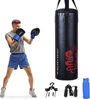 Kids Heavy Filled Boxing Punch Bag Set Gloves Wall Bracket Training