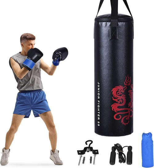 Kids Heavy Filled Boxing Punch Bag Set Gloves Wall Bracket Training