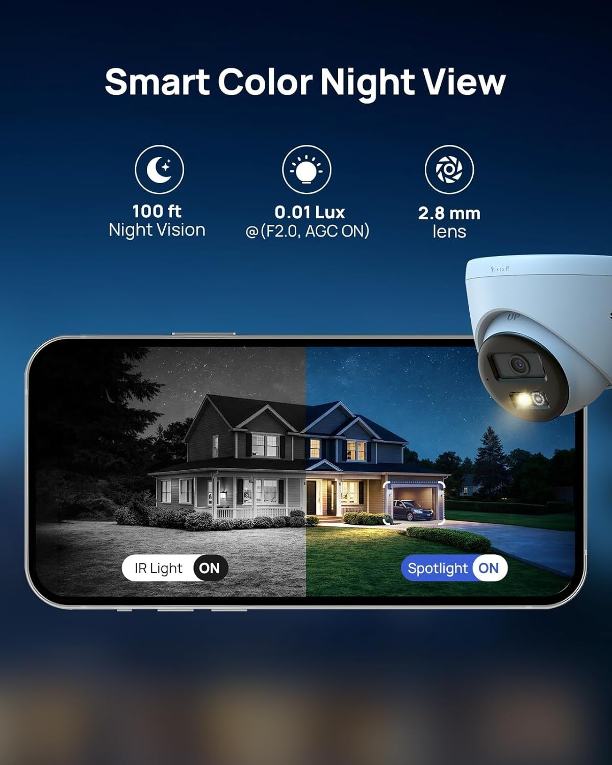 3K PoE Security Camera 2 Pack Color Night Vision 2-Way Audio IP67
