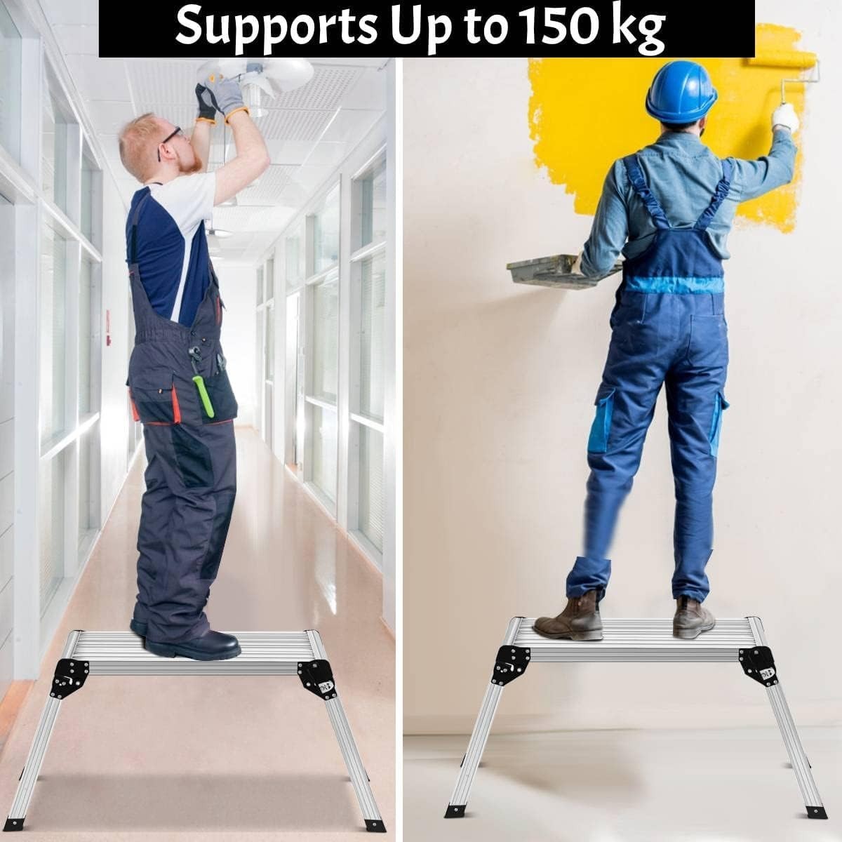 Aluminium Hop Up Platform 150kg Folding Work Bench Non-Slip Lightweight Stool