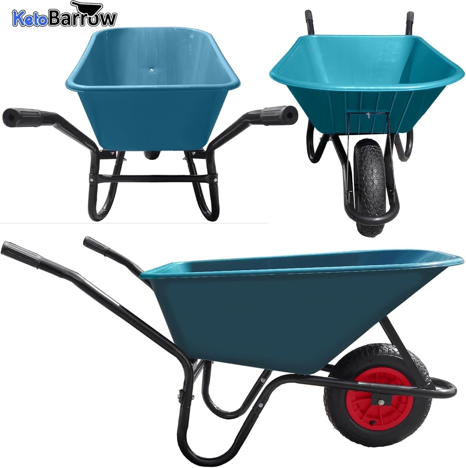 110L 1-Wheel Garden Wheelbarrow – Green – Puncture Proof Tyre Heavy Duty Plastic