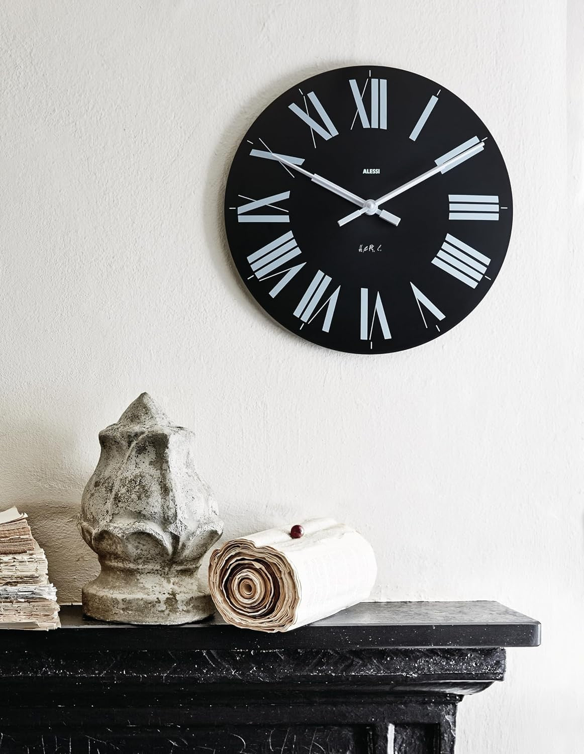 Silent Quartz Wall Clock 12" Modern White Black Roman Numerals Home