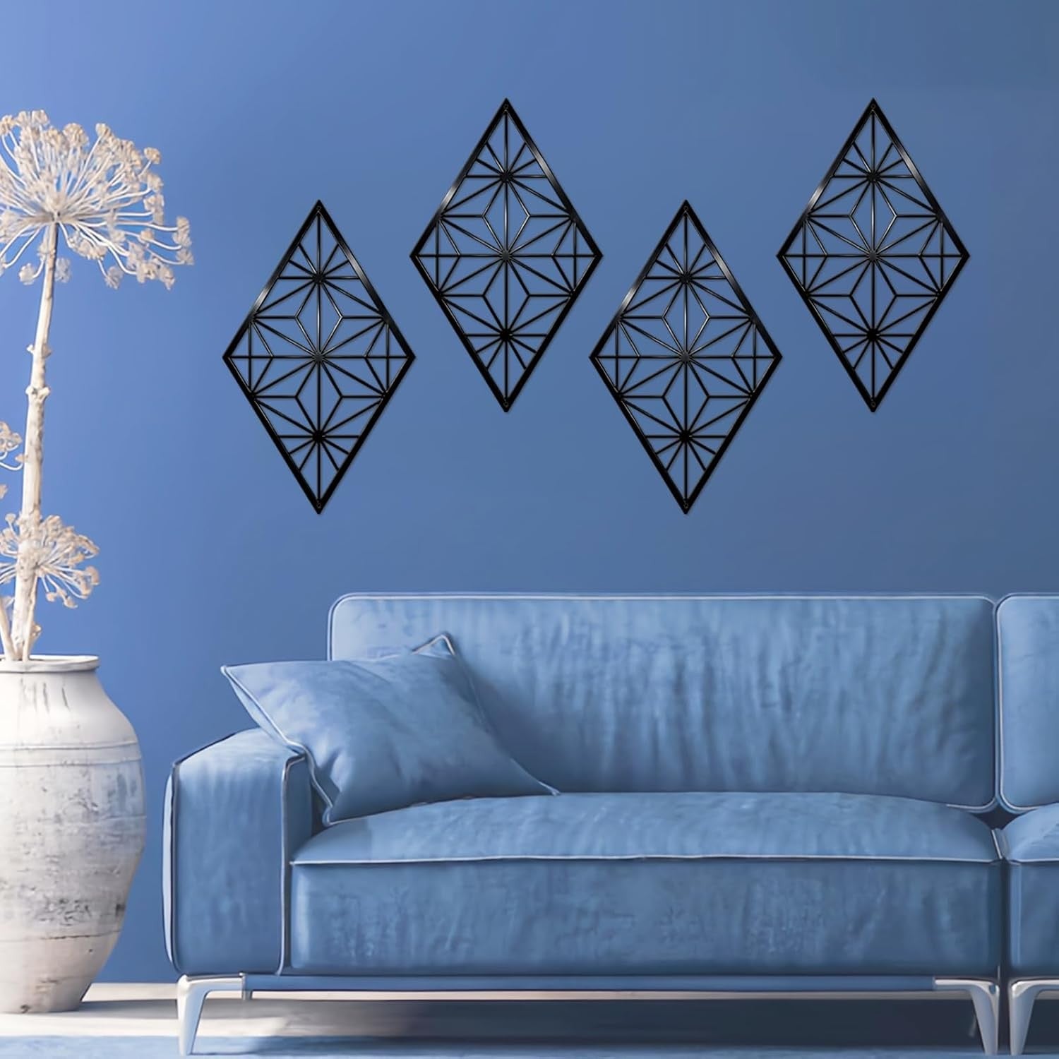 Modern Abstract Metal Wall Art Set Minimalist Geometric Hanging Decor Black