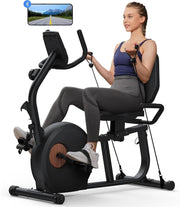 Recumbent Exercise Bike Bluetooth App LCD Heart Rate Quiet Magnetic Home Gym