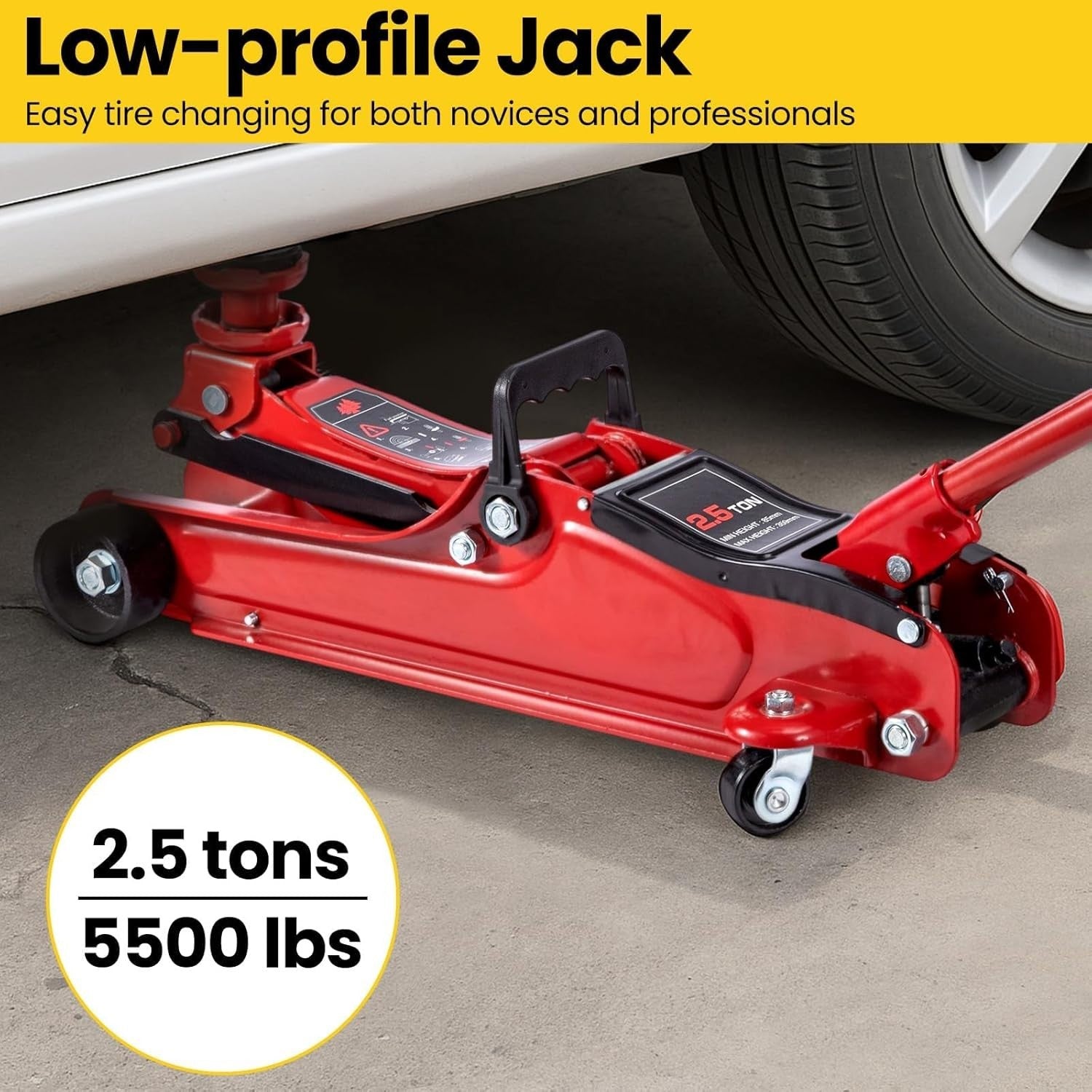 2.5 Ton Low Profile Hydraulic Trolley Jack Car SUV Lift 85–385mm Heavy Duty Red