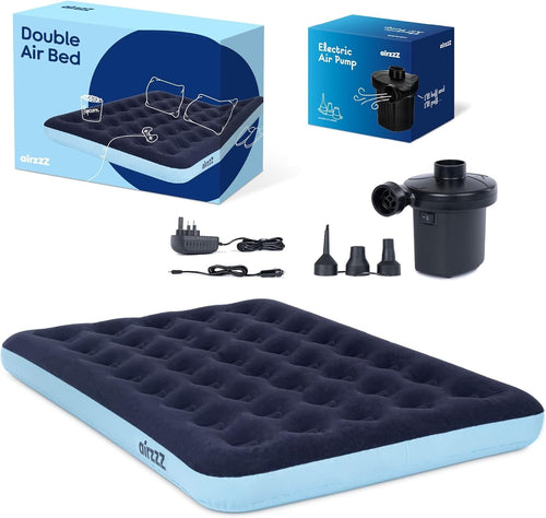 Double Airbed with Pump – Quick Inflate & Deflate, Waterproof, Portable Mattress