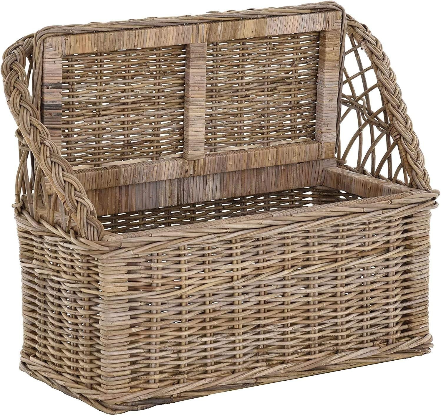 Kids Rattan Storage Bench 2-Seater Children’s Seat Chest Toy Box Natural Grey