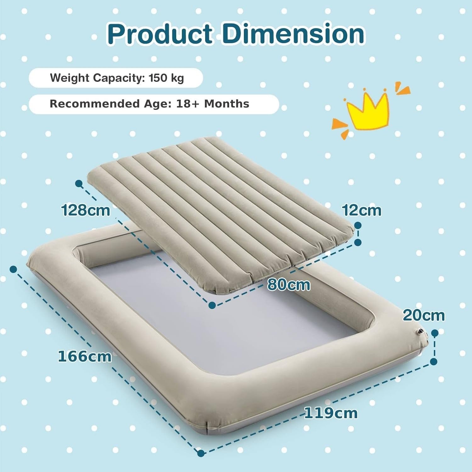 Kids Inflatable Travel Bed with Electric Pump – Portable Air Mattress for Campin