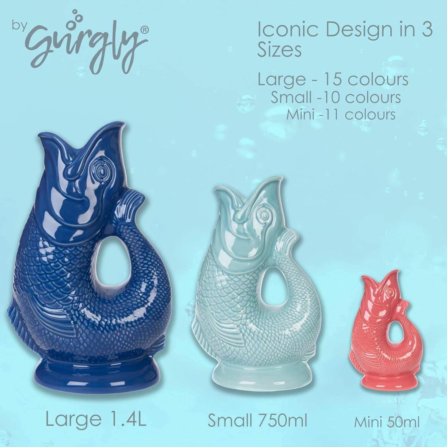 Fish Shaped Ceramic Jug Vase 1.4L Decorative Water Pitcher 28cm