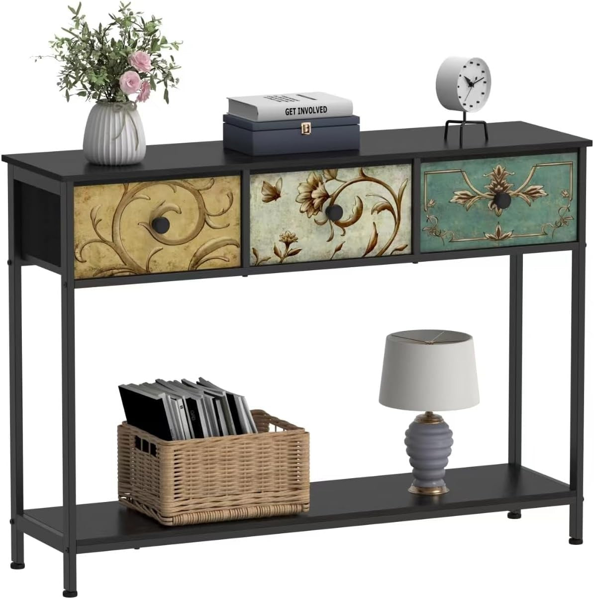 Slim Console Table with Drawers & Shelf – Entryway Storage for Hallway