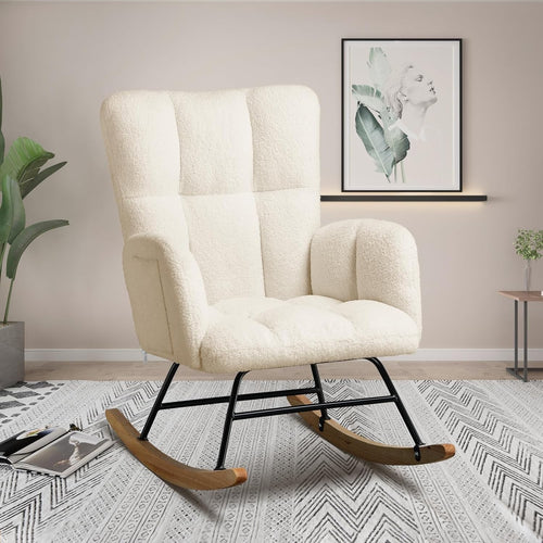 Comfy Teddy Rocking Chair High Back Armchair – Soft Lounge Seat for Nursery