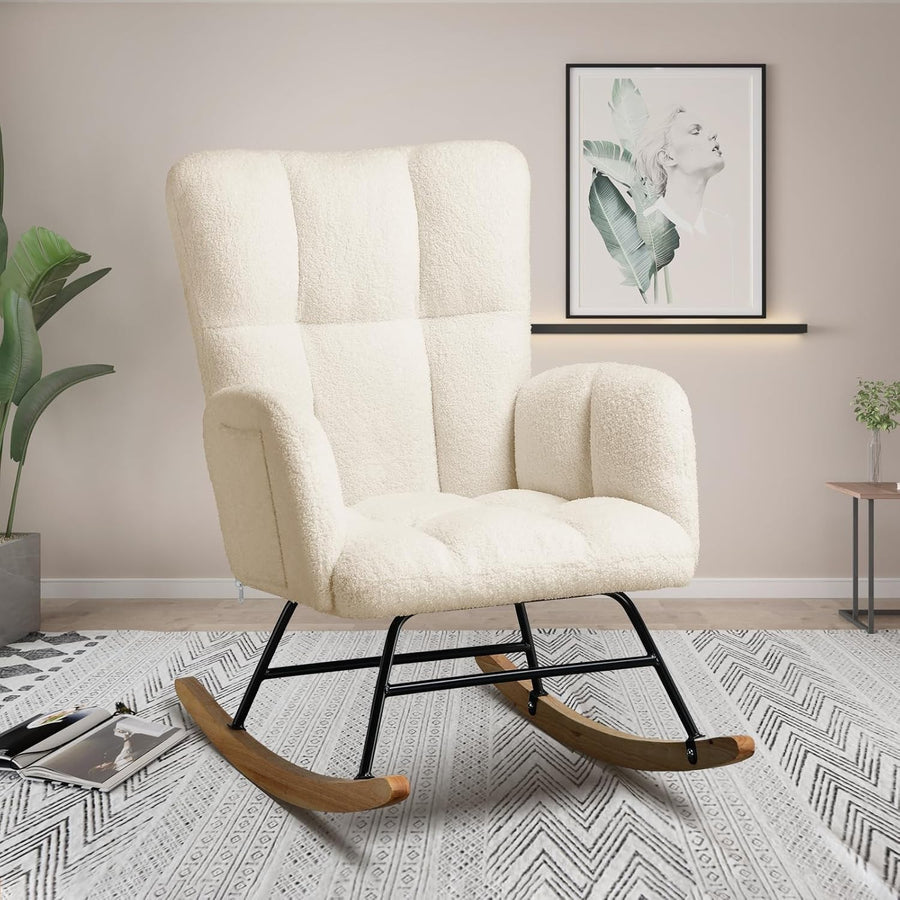 Comfy Teddy Rocking Chair High Back Armchair – Soft Lounge Seat for Nursery