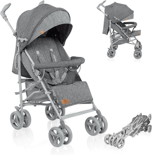 Compact Travel Pushchair Lie Flat, Rotating Handles, 7kg Lightweight