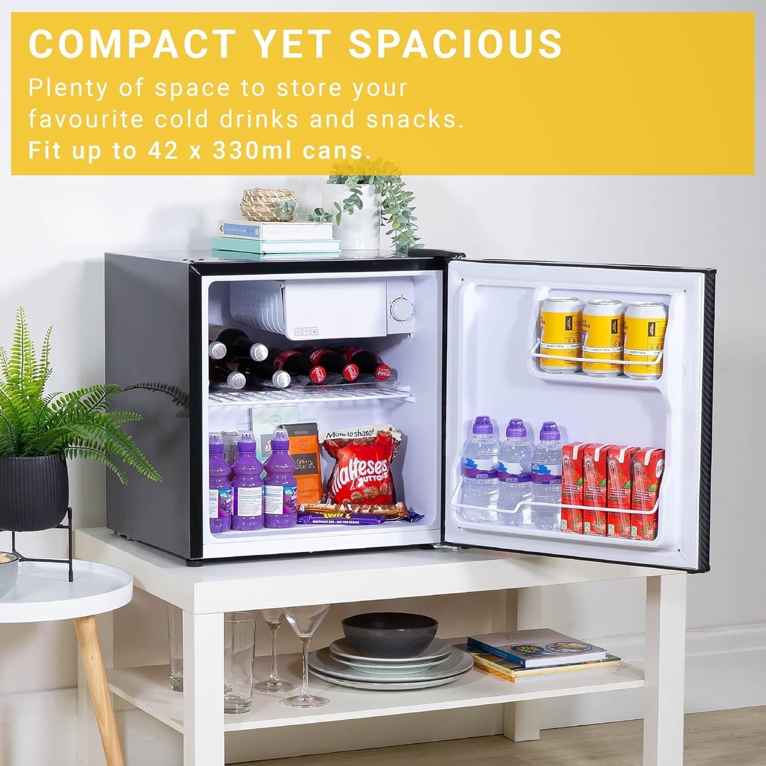 45L Mini Fridge Amp Speaker Design Countertop Drinks Cooler Ice Box