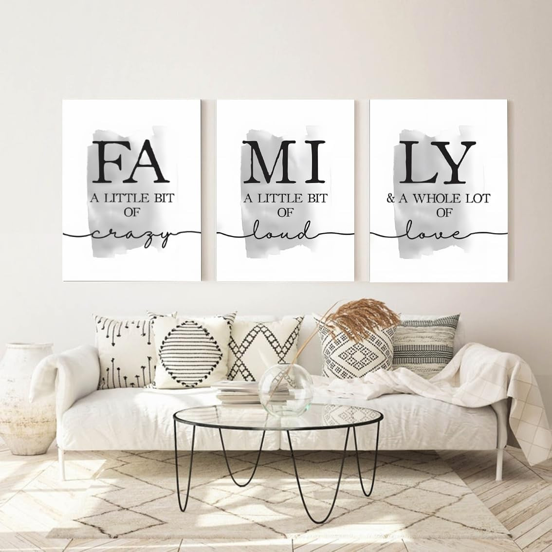 Large 3-Piece Abstract Canvas Wall Art 16x24 in Family Home Decor