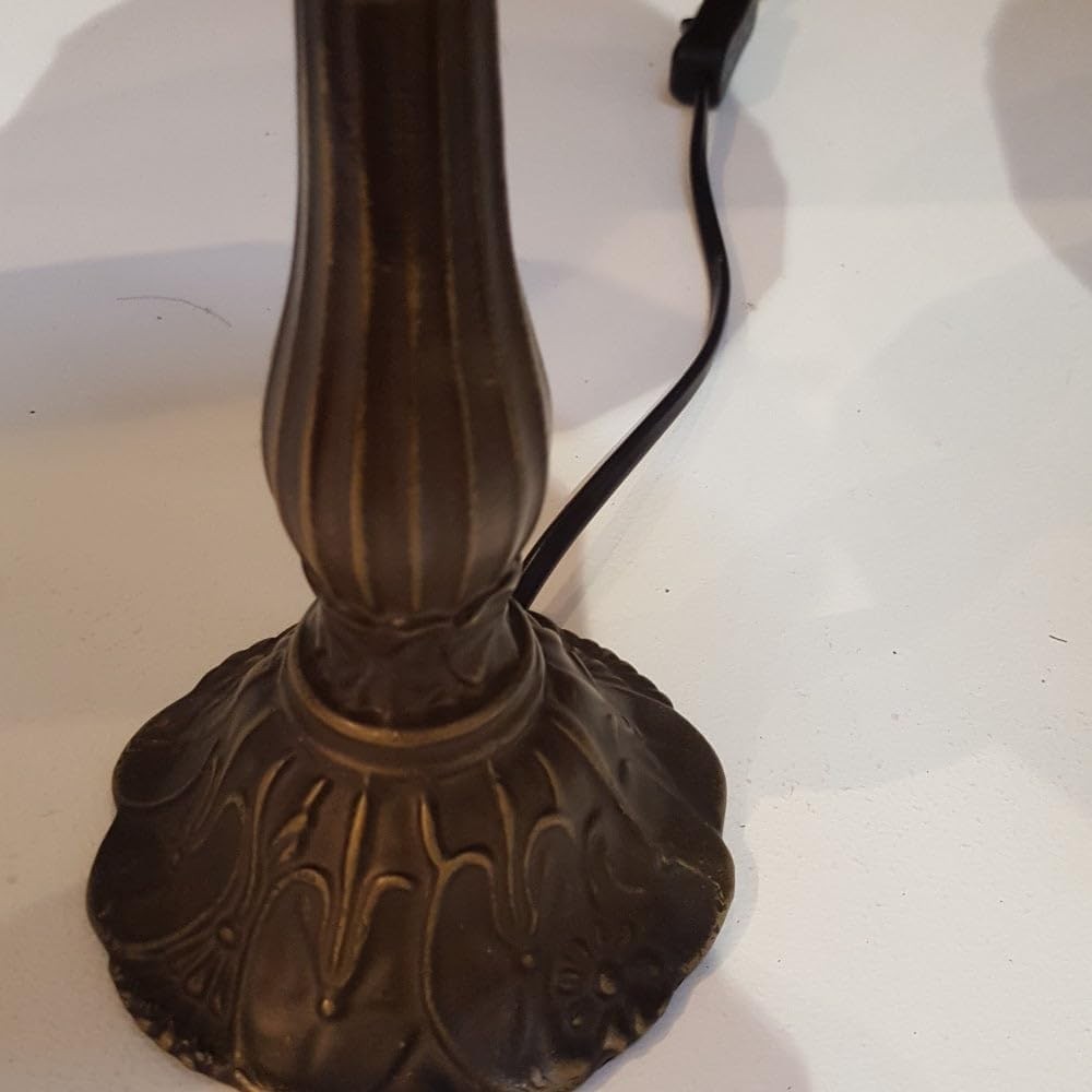 Vintage Style Cream Marble Glass Table Lamp with Pearl Beads, Antique Brass
