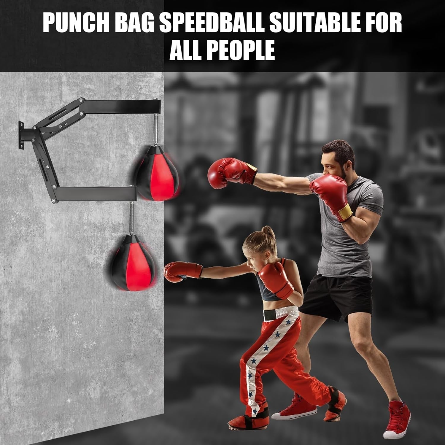 Boxing Speed Bag Set Wall Mount Adjustable Reflex Punch Ball