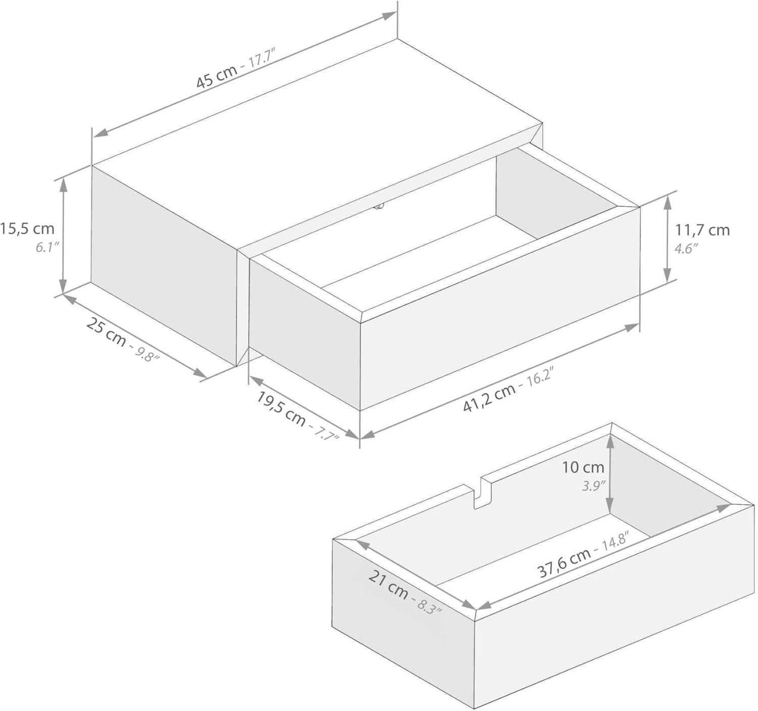 Floating Black Wall Bedside Table with Drawer – Modern Minimalist Nightstand