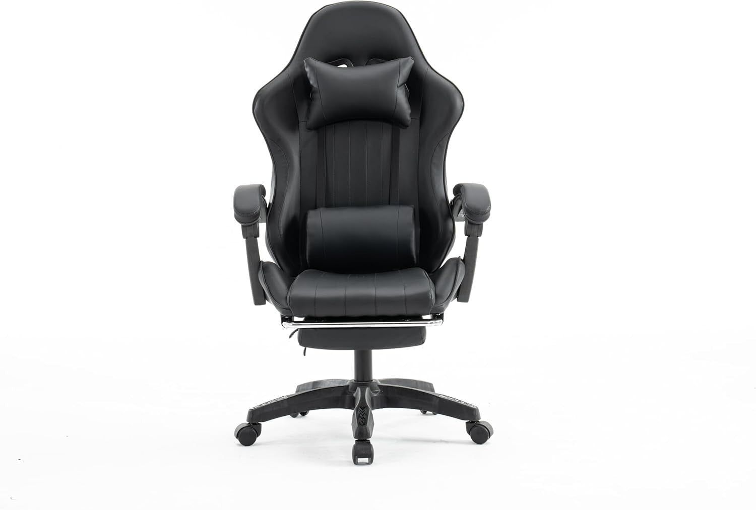 Gaming Chair PU Leather Swivel Office PC Desk Seat Recliner with Footrest Black