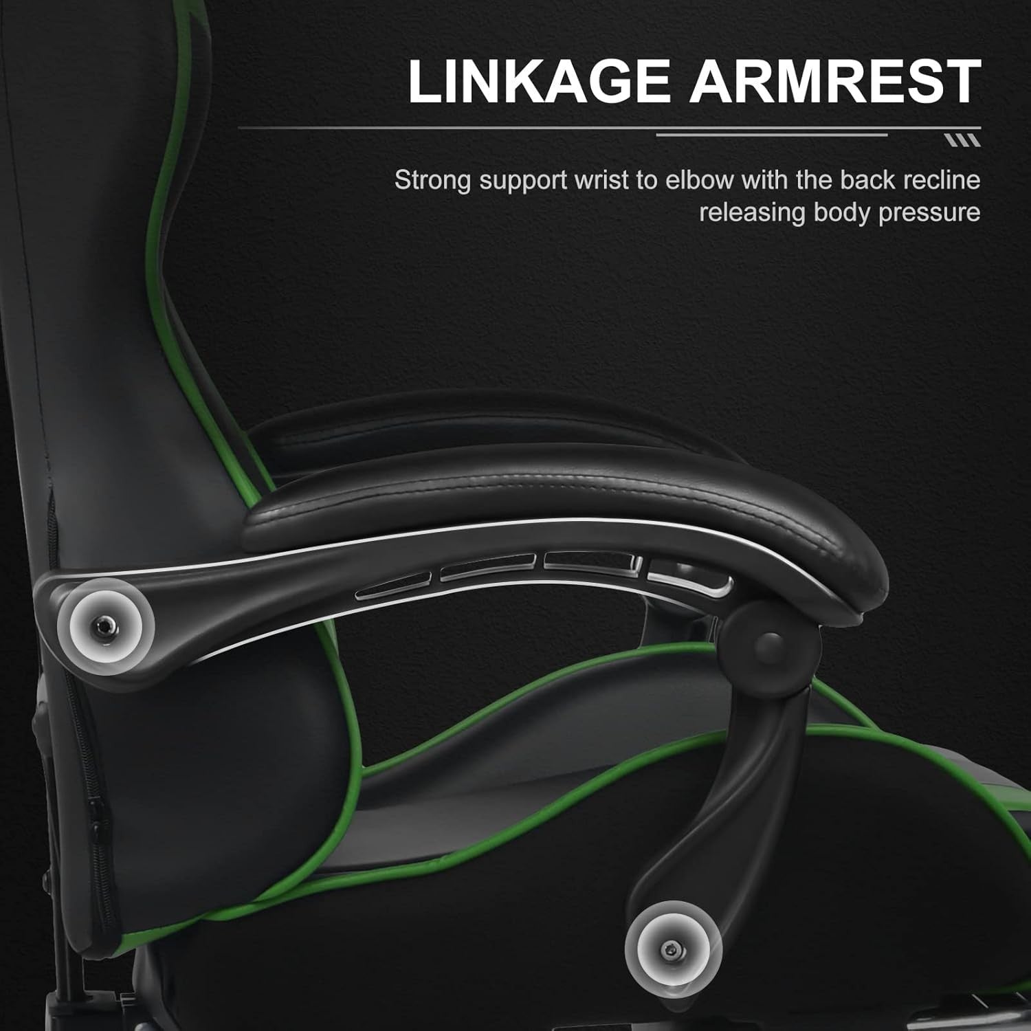 Gaming Chair Faux Leather Reclining Massage Lumbar Support Footrest Green