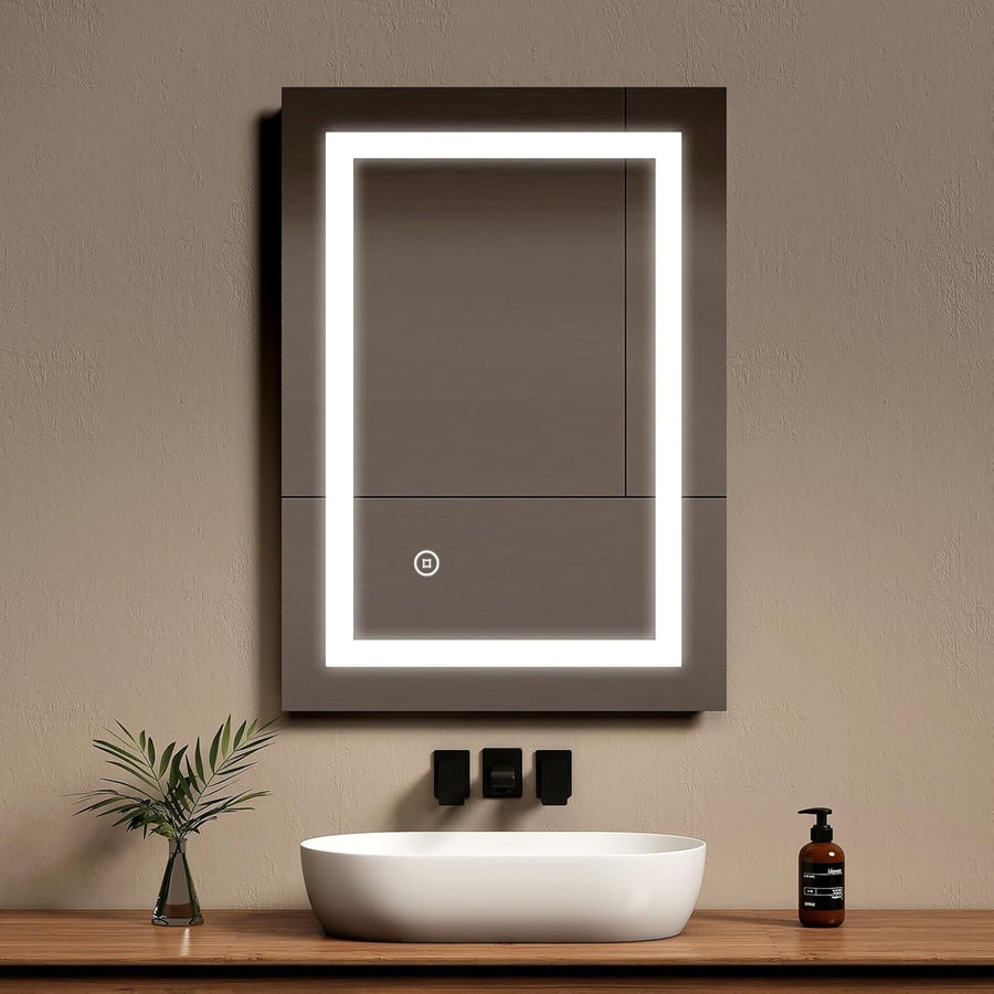 LED Bathroom Mirror 50x70cm with Shaver Socket & Anti-Fog Touch Control