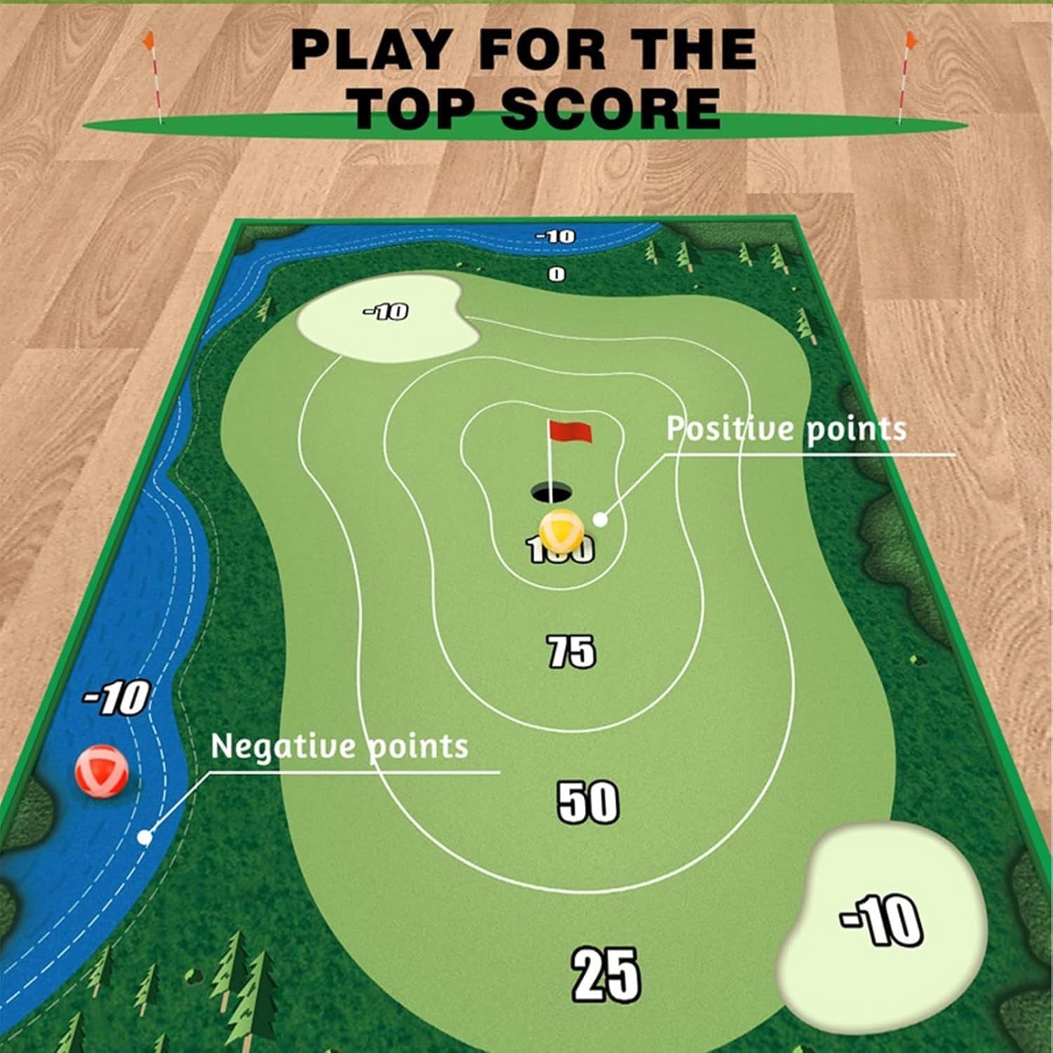 Golf Chipping Practice Mat Set Indoor Outdoor Target w/ 16 Balls