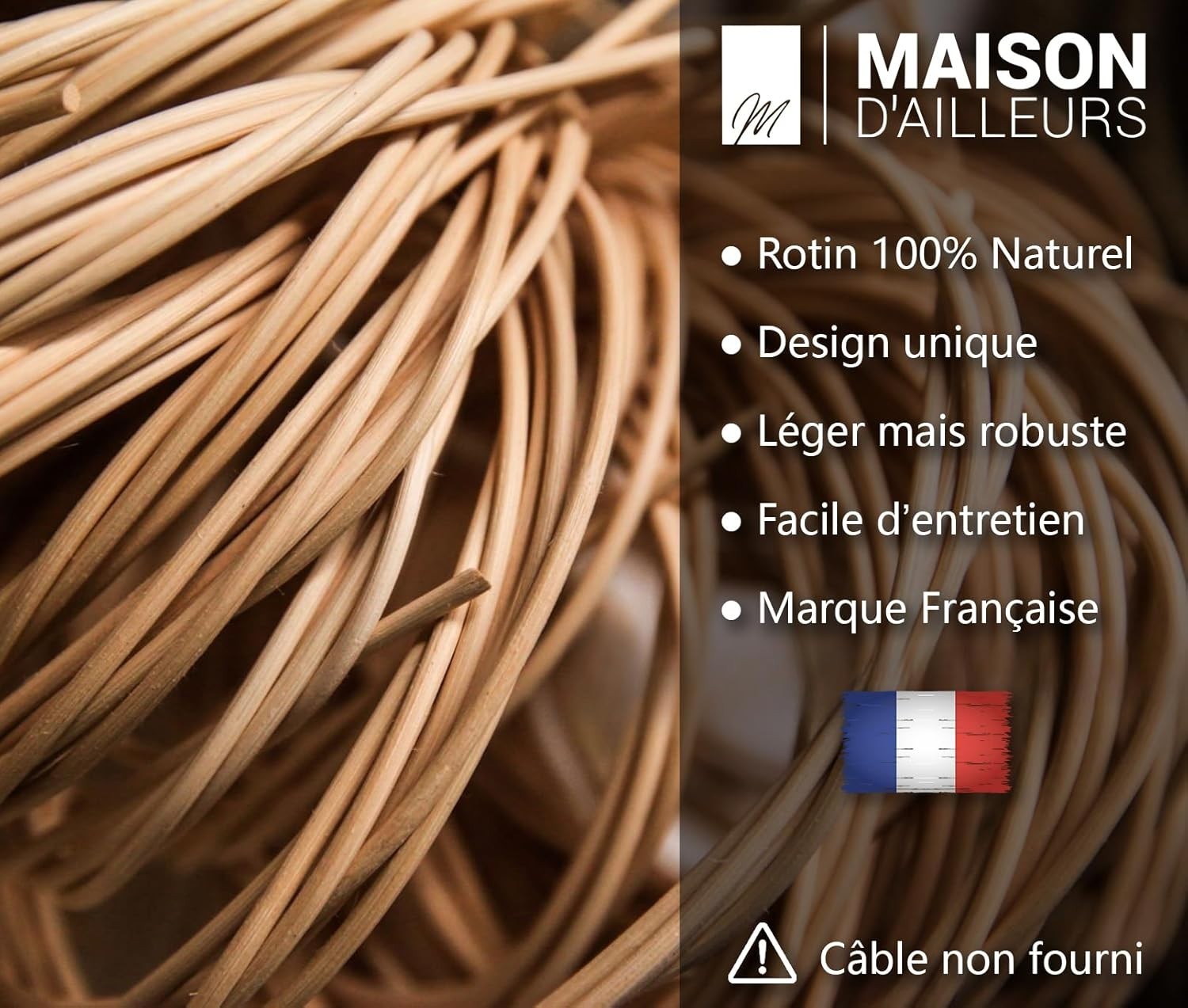 Natural Rattan Lampshade 45cm Boho Wicker Pendant Ceiling Light Shade