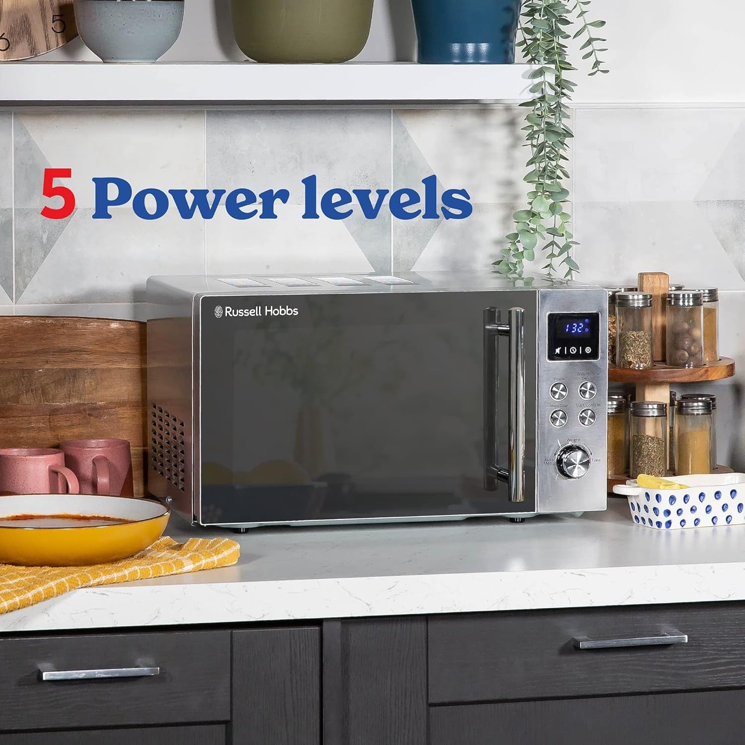 Stainless Steel 17L Digital Microwave Blue LED Display Compact