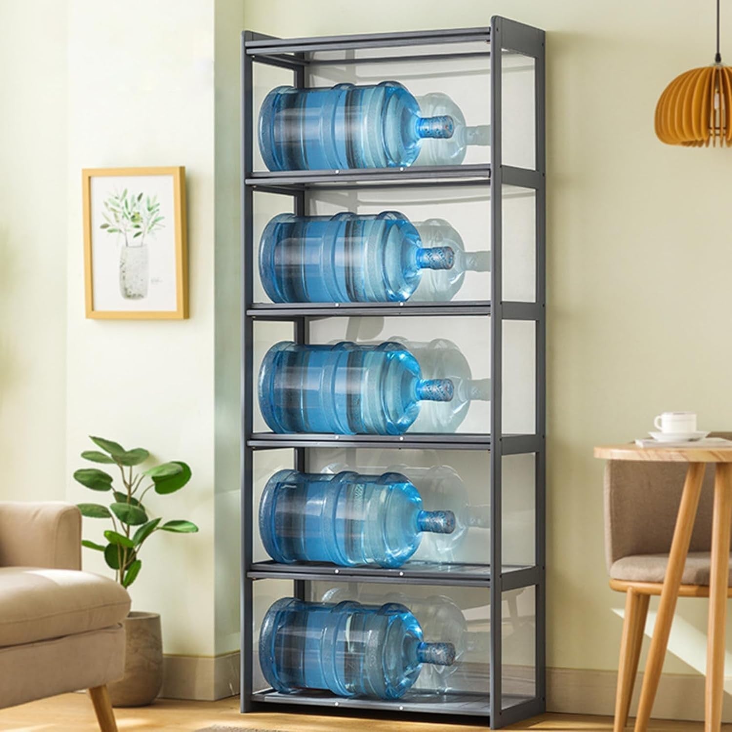 5 Tier LED Display Cabinet with Acrylic Doors | Tall Curio Shelf for Toys Collec